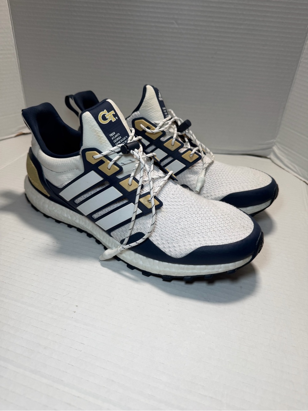 Adidas UltraBoost Georgia Tech Team Issued Shoes Blue White Gold Mens SZ 13